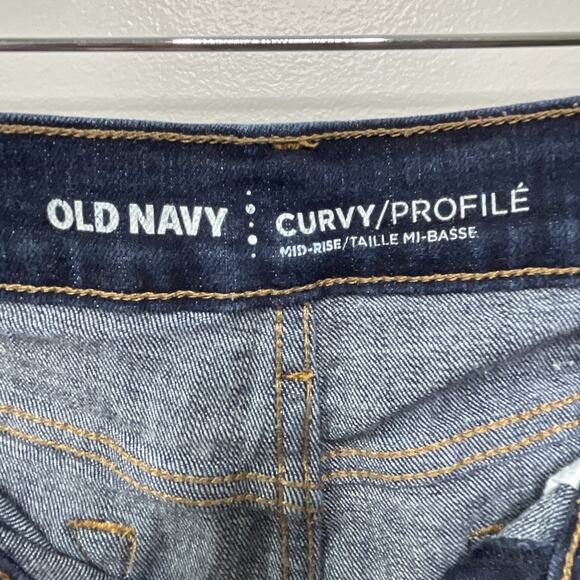 Old Navy Women Jean Mid Rise Curvy Denim Dark Blue 6 Short Pockets Stretch Basic - Picture 4 of 10